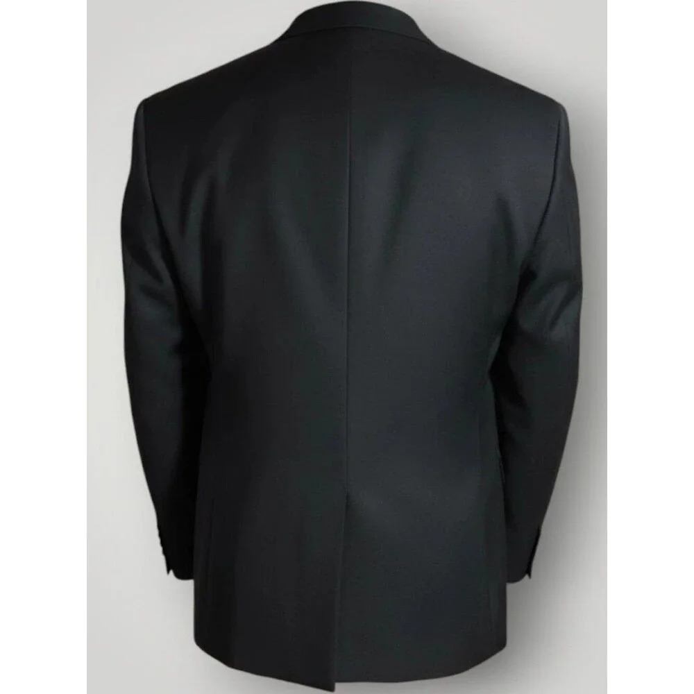 RALPH LAUREN Mens Blazer Sport Coat 2-Button Suit Jacket 50R Black Stretch Wool